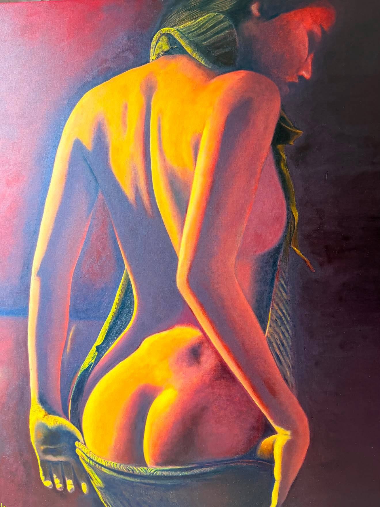 Lumière du Hammam — Huile sur toile de Moufida Benkhalifa