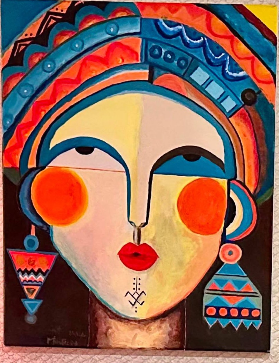 Amazigh Soleil — Acrylique sur toile de Moufida Benkhalifa